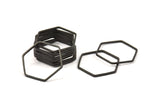 Black Hexagon Ring Charm, 25 Black Oxidized Brass Hexagon Ring Charms (20x1mm) Bs 1225 S576