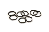 Black Hexagon Charm, 25 Oxidized Brass Black Hexagon Ring Charms (14x0.8x2mm) BS 1183 S171