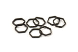 Black Hexagon Charm, 25 Oxidized Brass Black Hexagon Ring Charms (14x0.8x2mm) BS 1183 S171