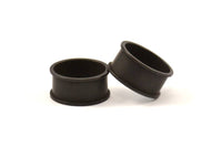 Black Channel Ring - 10 Oxidized Brass Channel Ring Settings (18mm) N0478 S181