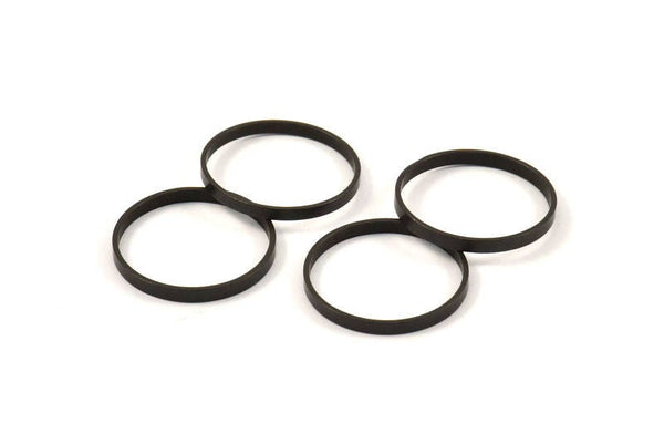 Black Circle Connectors, 12 Oxidized Brass Black Circle Connectors (22x0.8x2mm) D0312 S173