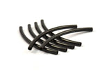 Black Curved Tubes, 12 Black Oxidized Brass Curved Tubes (3x55mm) Bs 1412 S007
