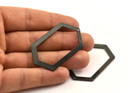 Hexagon Choker Charm, 2 Oxidized Brass Black Hexagon Charms, 1 Hole Pendants (54x32x0.80mm) D0396 S542