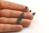 Black Oval Pendant, 1 Oxidized Brass Black Textured Pendants with Oval Blank and 1 Loop (52x8mm) N0406 S440