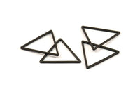 Black Triangle Charm - 12 Oxidized Brass Black Triangle Charms (29x1.2mm) D0112 S161