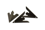 Black Kite Charm, 3 Oxidized Brass Black Geometric Triangle Charms (31mm) U008
