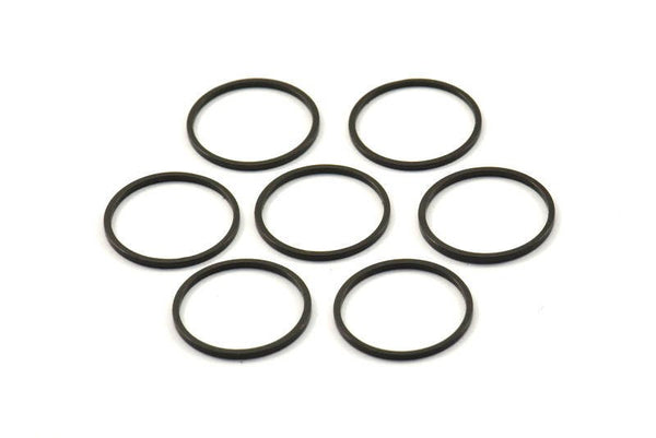 Black Circle Connectors, 25 Oxidized Brass Black Circle Connectors (19x1x1mm) Bs 1095 S313