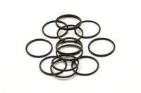 Black Circle Connectors, 25 Oxidized Brass Black Circle Connectors (19x1x1mm) Bs 1095 S313