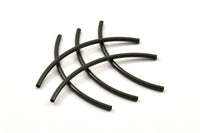 Square Noodle Tubes, 20 Oxidized Brass Black Square Curved Tubes (50x2x2mm) Brc273 S133