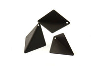 Black Brass Kites, 2 Oxidized Brass Black Kites, Geometric Triangle Earring Charms (27mm) U012 S154