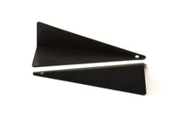 Black Paper Kite, 2 Oxidized Brass Black Geometric Triangles (51mm) U004 S240