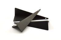Black Paper Kite, 2 Oxidized Brass Black Geometric Triangles (51mm) U004 S240