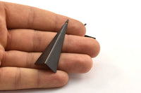 Black Paper Kite, 2 Oxidized Brass Black Geometric Triangles (51mm) U004 S240