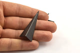 Black Paper Kite, 2 Oxidized Brass Black Geometric Triangles (51mm) U004 S240