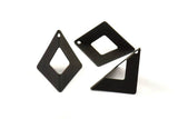 Black Origami Charms, 2 Oxidized Brass Black Geometric Triangle, Earring Charms (27mm) U005 S135
