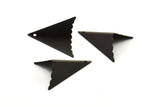 Black Kite Charm, 3 Oxidized Brass Black Geometric Triangles (31mm) U011