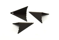 Black Kite Charm, 3 Oxidized Brass Black Geometric Triangles (31mm) U011 S126
