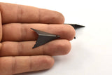 Black Kite Charm, 3 Oxidized Brass Black Geometric Triangles (31mm) U011