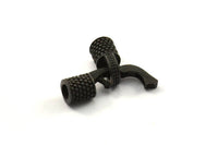 Leather Hook Caps, 6 Oxidized Brass Black Leather Cord Ends, Hook Ends for 4mm Leather Cord (18x14x6.5mm) N0309 S521