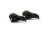 Black Tiny Bird Skull, 1 Oxidized Brass Black Bird Skull Pendants (24x11.5x9.5mm) N0489 S620