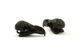Black Tiny Bird Skull, 1 Oxidized Brass Black Bird Skull Pendants (24x11.5x9.5mm) N0489 S620