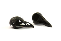 Black Tiny Bird Skull, 1 Oxidized Black Brass Bird Skull Pendants (25x12x11mm) N0484 S525