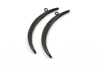 Black Crescent, 1 Oxidized Brass Black Textured Wide Crescent Moon Necklace Pendants, Charms (62x4.5x2.7mm) N0170 S138