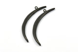 Black Crescent, 1 Oxidized Brass Black Textured Wide Crescent Moon Necklace Pendants, Charms (62x4.5x2.7mm) N0170 S138