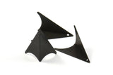 Black Kite Charm, 3 Oxidized Brass Black Geometric Triangle Earring Charms (31mm) U006 S146