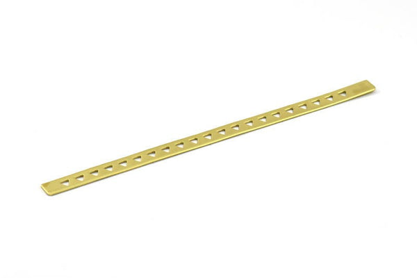 Brass Bracelet Blank - 2 Raw Brass Triangle Textured Flat Bracelet Blanks Without Holes (8x152x1mm) V022