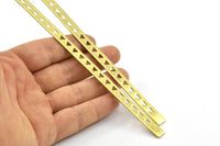 Brass Bracelet Blank - 2 Raw Brass Triangle Textured Flat Bracelet Blanks Without Holes (8x152x1mm) V022