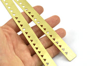 Brass Bracelet Blank - 2 Raw Brass Triangle Textured Flat Bracelet Blanks Without Holes (15x152x1mm) V008