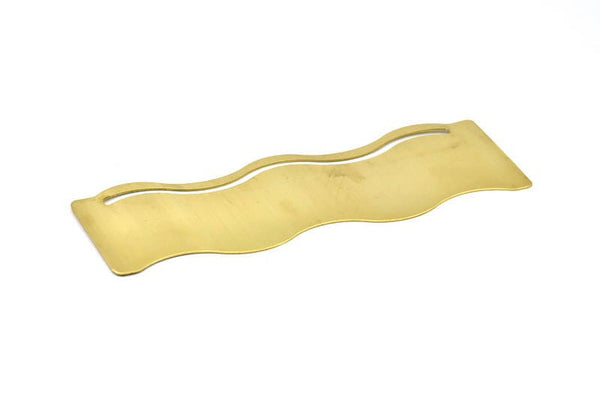 Brass Bracelet Blank - 2 Raw Brass Wawe Flat Stamping Bracelet Blanks (50x152x0.80mm) V066