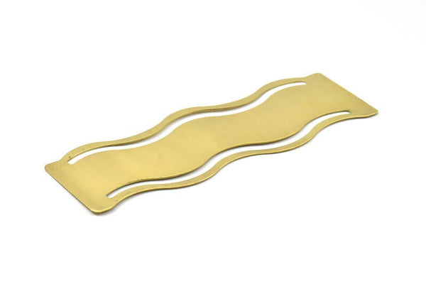 Brass Bracelet Blank - 2 Raw Brass Wawe Flat Stamping Bracelet Blanks (50x152x0.80mm) V063