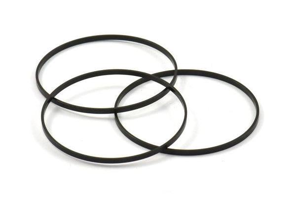 Black Circle Connectors, 6 Oxidized Brass Black Circle Connectors (45x0.75x1.8mm) Bs 1072