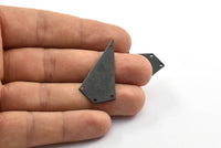 38mm Black Triangle, 4 Oxidized Brass Black Triangle Charms with 4 holes (38x20x0.60mm) U039 S224