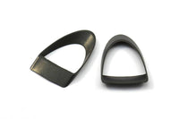 Black Half Circle, 48 Oxidized Brass Black Semi Circle Thick Cut Connectors (8x16x0.4x2x25mm) D0061 S221