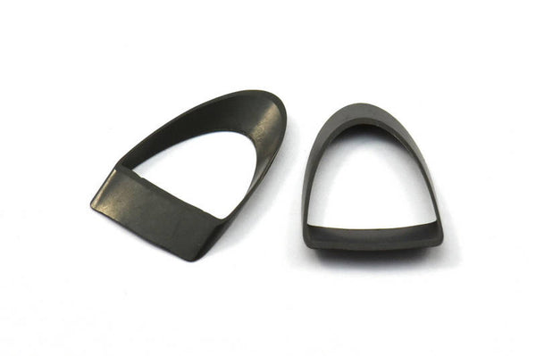 Black Half Circle, 12 Oxidized Brass Black Semi Circle Thick Cut Connectors (8x16x0.4x2x25mm) D061 S221