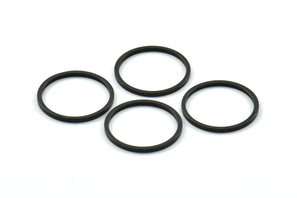 Black Circle Connectors, 25 Oxidized Brass Black Circle Connectors (17x1x1mm) Bs 1097 S214