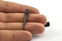 Black Hammered Spike, 1 Oxidized Brass Black Hammered Spike Tribal Pendants (37x6x1mm) N0158 S193