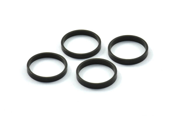 Black Circle Connectors, 25 Oxidized Brass Black Circle Connectors (14x2x0.8mm) D0307 S215