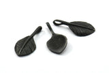 Siyah Yaprak Kolye, 2 Oksitlenmiş Pirinç Siyah Yaprak Tılsımı (27x13mm) N0366 S223