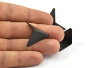 Black Kite Charms, 6 Oxidized Brass Black Geometric Triangles, Earring Charms (22mm) S149 U010
