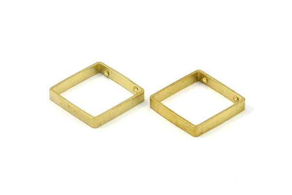 Square Brass Charm 12 Raw Brass Square Connectors with 2 Holes (18x3x0.80mm) BS 1740