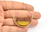 Modern Brass Pendant, 10 Raw Brass Semi Circle Modern Pendant for Minimalistic Jewelries (45x25x4x1mm) BS 1734