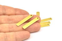 Tiny Necklace Bar, 24 Raw Brass Rectangle Stamping Blanks with 1 Hole, Earring Finding (30x5x0.80mm) U029