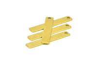 Tiny Necklace Bar, 24 Raw Brass Rectangle Stamping Blanks with 1 Hole, Earring Finding (30x5x0.80mm) U029