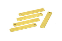 Tiny Necklace Bar, 24 Raw Brass Rectangle Stamping Blanks with 1 Hole, Earring Finding (30x5x0.80mm) U029