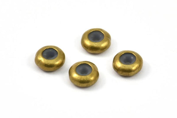 Brass Bead Keeper, 24 Raw Brass Bead Keeper, Silicone And Brass, Rondelle (9.5x4.3mm) BS 1741