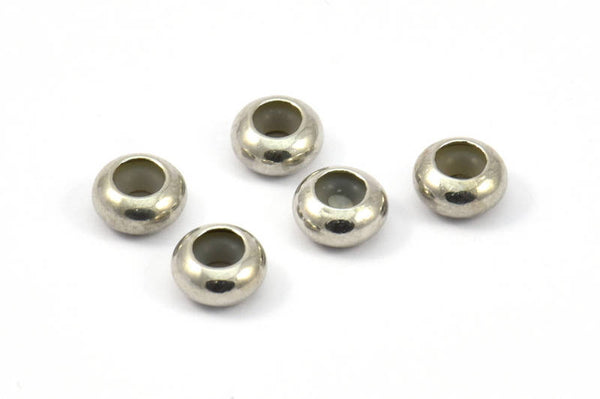 Silver Bead Keeper, 24 Silver Tone Brass Bead Keeper, Silicone And Brass, Rondelle (8x4.3mm) BS 1771